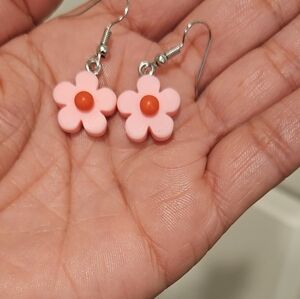 Pink Flower Earrings